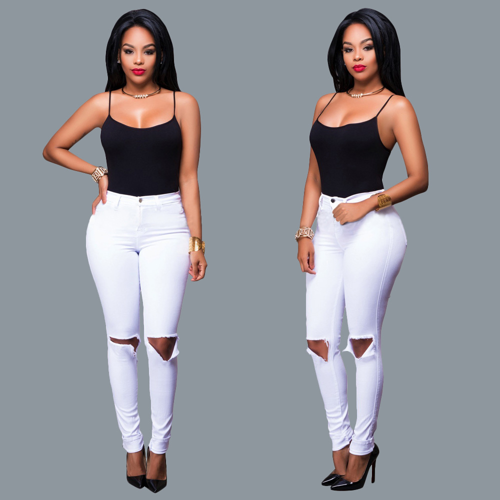 SZ60174 high waisted ripped jeans